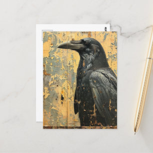 Cartão Postal Raven Grunge Cracking Peeling Painting