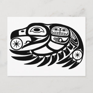 Cartão Postal Raven Native American Design