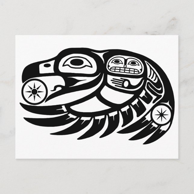 Cartão Postal Raven Native American Design (Frente)