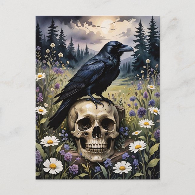 Cartão Postal Raven no crânio (Frente)