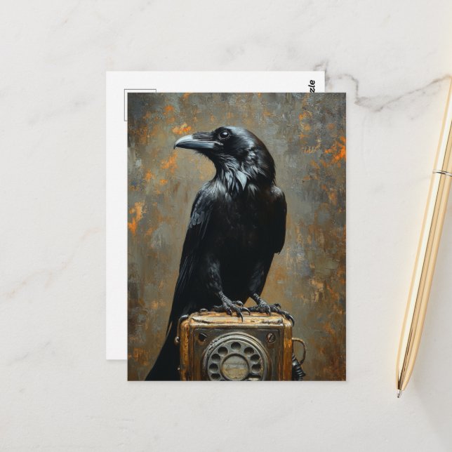 Cartão Postal Raven no telefone (Frente/Verso In Situ)