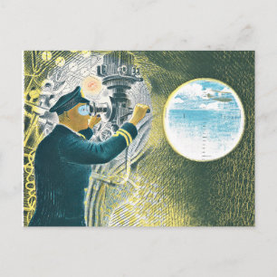 Cartão Postal Raviliar - Oficial Olhando através de um Periscó