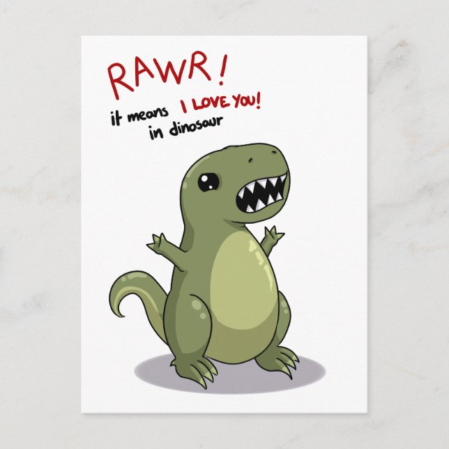 Cartão Postal Rawr quer dizer que te amo no Dinossauro (Frente)