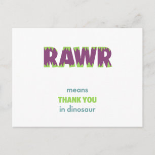 Cartão Postal RAWR significa obrigado no Dinossauro