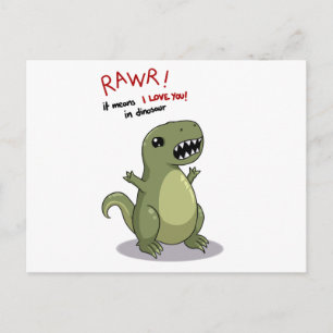 Cartão Postal Rawr significa que eu te amo em Dinossauro