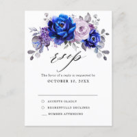Real Blue Lilac Purple Floral Casamento RSVP