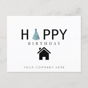 Cartão Postal Real Estate Birthday Hat Happy Birthday