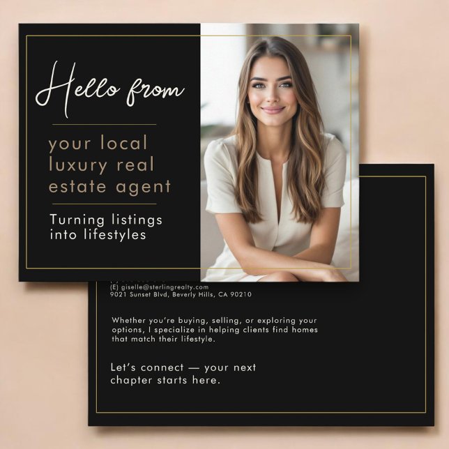 Cartão Postal Real Estate Marketing Black Gold  (Criador carregado)