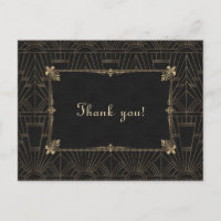 Real Fleur-de-Lis Art Deco 1920 Casamento Obrigado