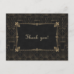 Cartão Postal Real Fleur-de-Lis Art Deco 1920 Casamento Obrigado