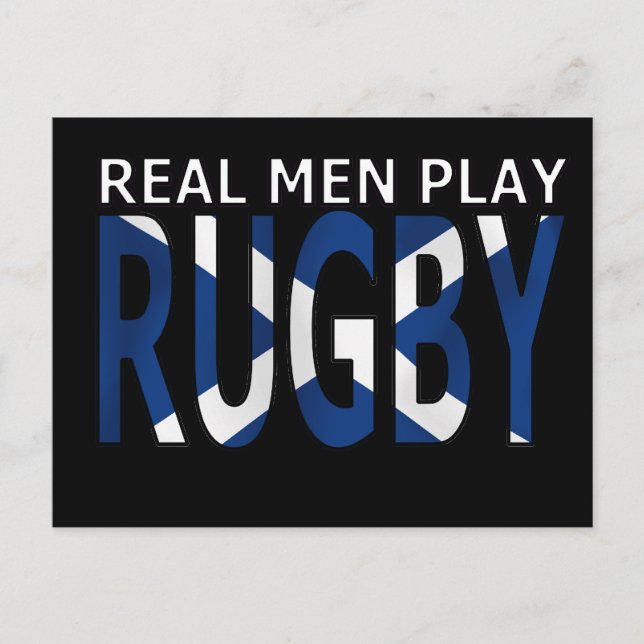 Cartão Postal Real Men joga Rugby Scotland (Frente)