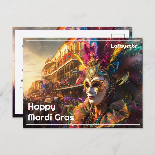 Cartão Postal 💚 💜 💛 Real Regalia: Mardi Gras Extravaganza (Frente/Verso)