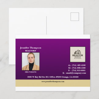 Cartão Postal Real Roxo com Cartão-Postal de Destaque Dourado