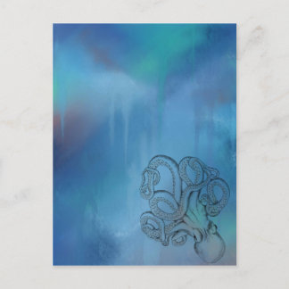 Cartão Postal Realismo de Desenho de Linha de Polvo