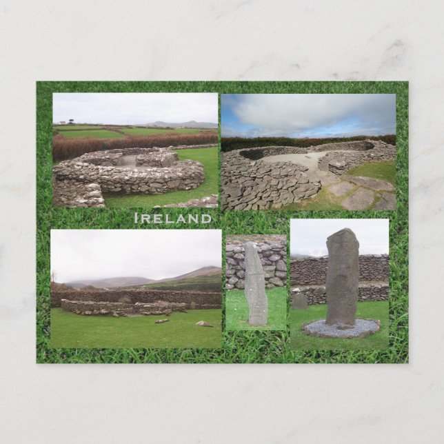 Cartão Postal Reask Monastic Site, Kerry Irlanda (Frente)