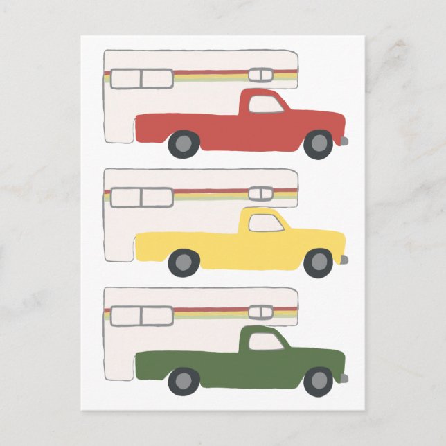 Cartão Postal Reboque de camping Rasta Colorido (Frente)