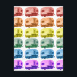 Cartão Postal Reboques de Câmeras de Aquarela Arco-Íris RV<br><div class="desc">Reboques coloridos de acampamento do arco-íris dançam através desta carta. Dê uma olhada no meu compro por mais!</div>