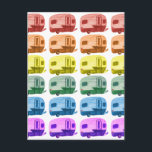 Cartão Postal Reboques de Câmeras de Aquarela Arco-Íris RV<br><div class="desc">Reboques coloridos de acampamento do arco-íris dançam através desta carta. Dê uma olhada no meu compro por mais!</div>