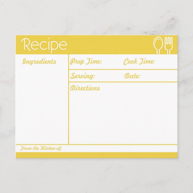 Cartão Postal Receita Amarela Simples Sem Linha (Frente)