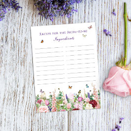 Cartão Postal Receita Da Noiva Floral E Borboleta