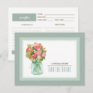 Cartão Postal Receita da Noiva. Mason Jar Floral Wedding