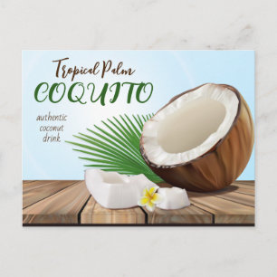 Cartão Postal Receita de Bebida Tropical de Coquito de Coquito