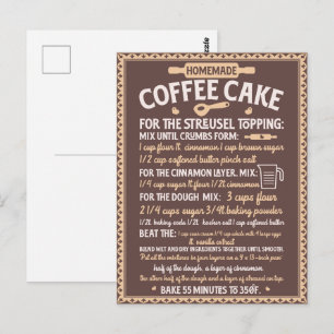 Cartão Postal Receita de Bolo de Café Caseiro do Dia dos Namorad