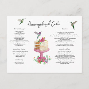 Cartão Postal Receita de Bolo Hummingbird