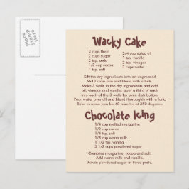 Cartão Postal Receita de bolos e chocolate salgados