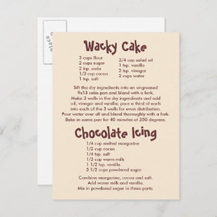 Cartão Postal Receita de bolos e chocolate salgados