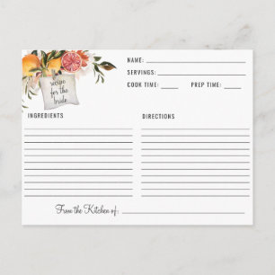 Cartão Postal Receita de Chá de Noiva Botânico de Citrus Elegant