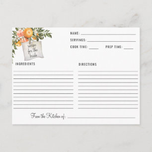 Cartão Postal Receita de Chá de Noiva Botânico de Citrus Elegant