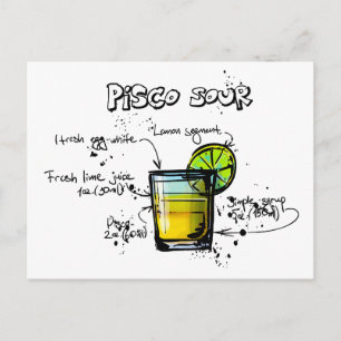 Cartão Postal Receita de Cocktail de Pisco