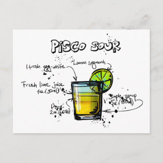 Cartão Postal Receita de Cocktail de Pisco