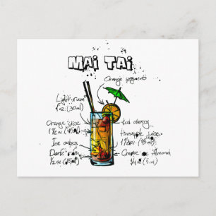 Cartão Postal Receita de Cocktail Mai Tai