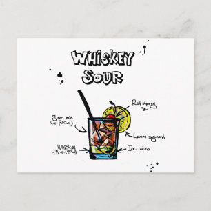 Cartão Postal Receita de Cocktail Sour Whiskey