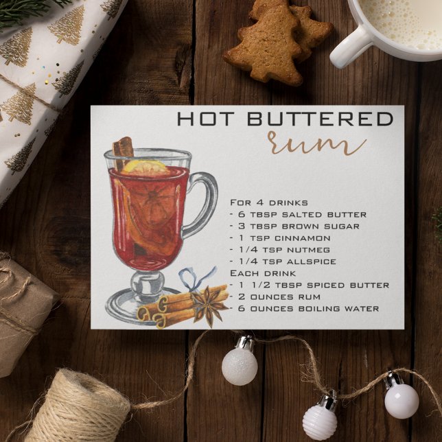 Cartão Postal Receita de Coquetel de Natal Rum Manteigado Quente (Criador carregado)