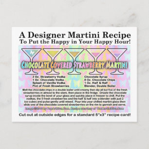 Cartão Postal Receita de Martini de Morango Coberta de Chocolate
