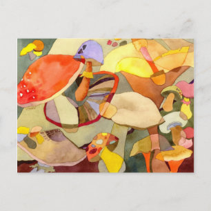 Cartão Postal Receita de Pintura de Cogumelo