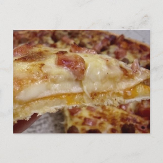 Cartão Postal Receita De Pizza De Café Da Manhã De Bacon E Queij (Frente)