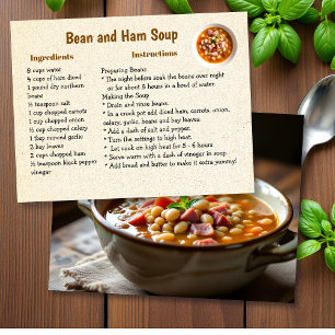 Cartão Postal Receita de Sopa de Feijão e Presunto Caseira