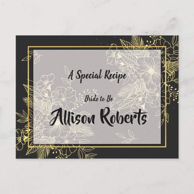 Cartão Postal Receita do Chá de Panela Golden Roses (Frente)