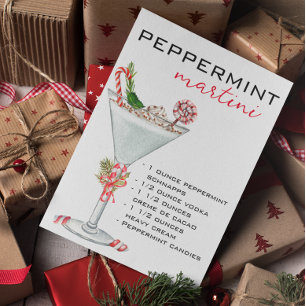 Cartão Postal Receita do Cocktail Martini Peppermint de Natal
