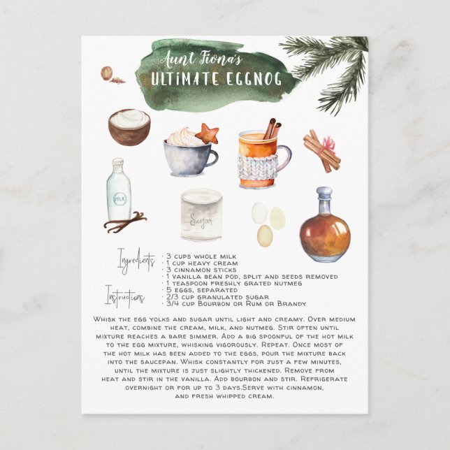 Cartão Postal Receita Final de Eggnog | Feriado (Frente)