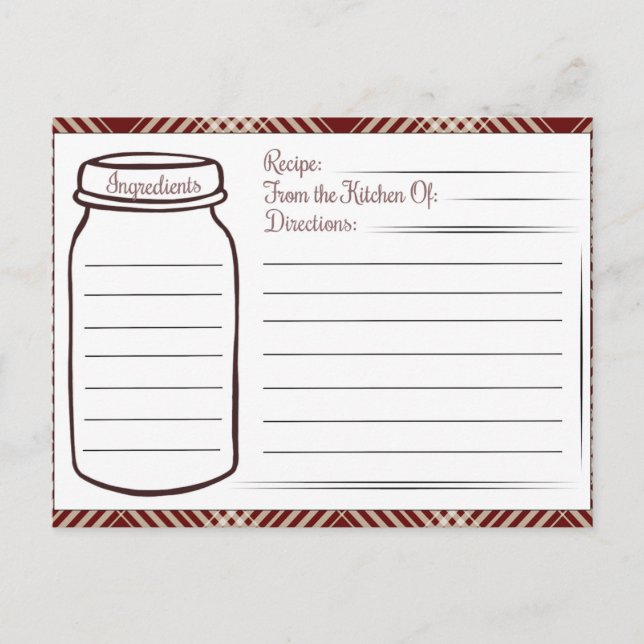 Cartão Postal receita fofa da cozinha (Frente)