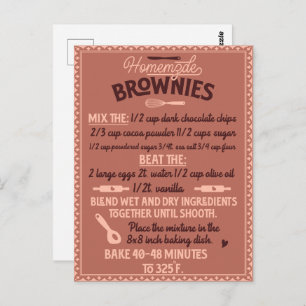Cartão Postal Receita Homemade Brownie de Especial de dia de os