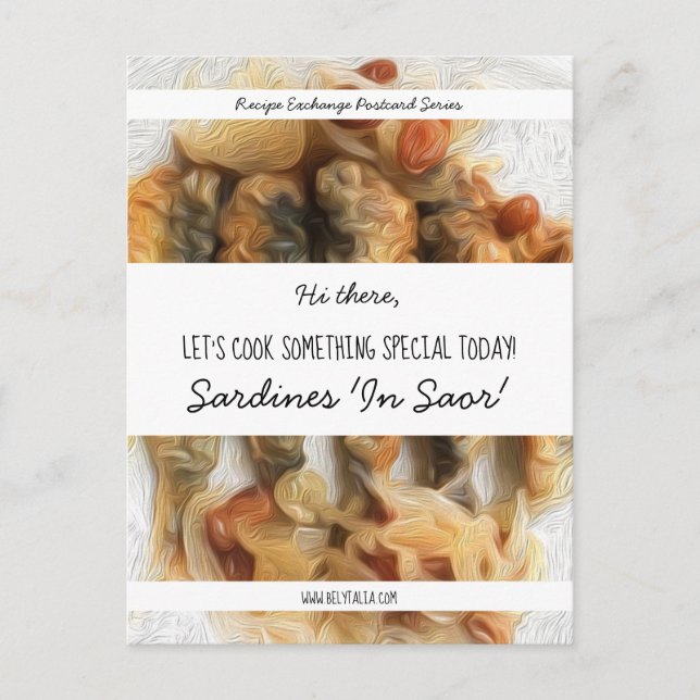 Cartão Postal Receita Moderna Branca de Script Preto Personaliza (Frente)