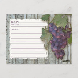 Cartão Postal Receita para Partilhar Uvas de Vinha de Chá de pan