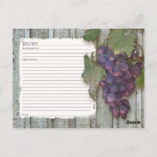 Cartão Postal Receita para Partilhar Uvas de Vinha de Chá de pan