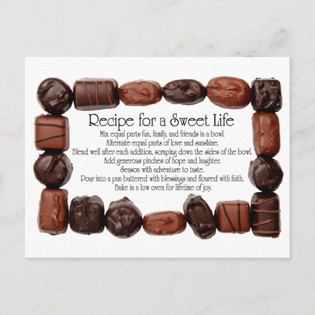 Cartão Postal Receita por uma moldura doce de vida (Frente)